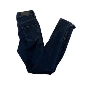 THE CASTING Dark Wash Skinny Zip Bottom High Waist Stretch Denim Jean 25
